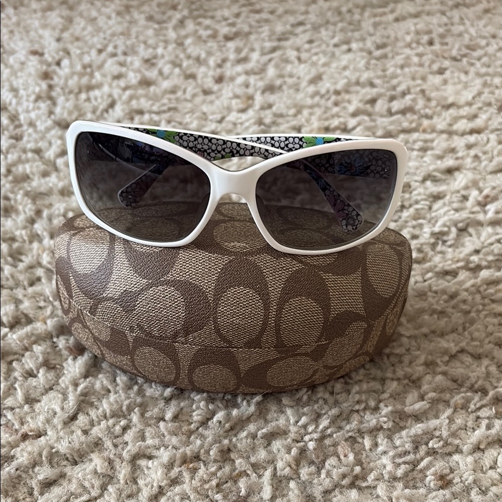 Coach White Sunglasses with Gradient Lenses